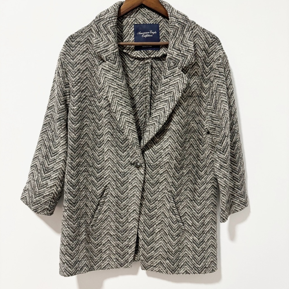 American‎ Eagle Outfitters Herringbone Blazer Womens Sz Small Wool-Blend Chevron